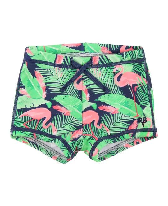 RuggedButts Flamingo Frenzy Swim Shorties