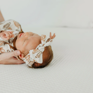 Copper Pearl Knit Headband Bow / Blitz