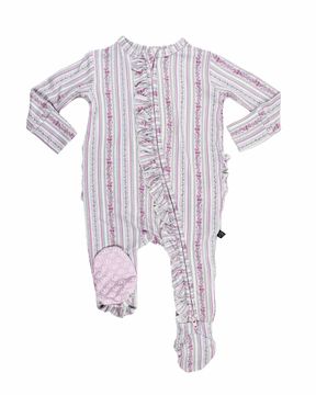 Lev Baby Ruffled Zip Footie / Josephine Floral Stripe
