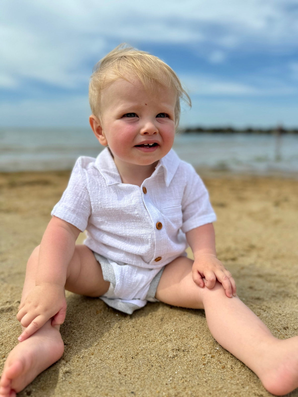 Me & Henry Helford Woven Onesie / Pink & Blue Plaid