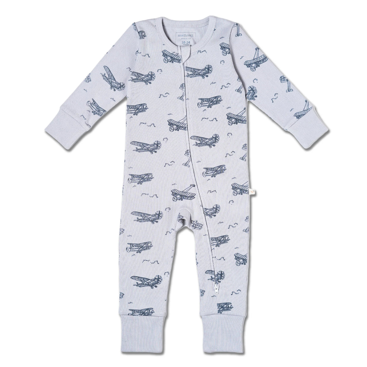 Organic 2-Way Zip Romper / Airplanes