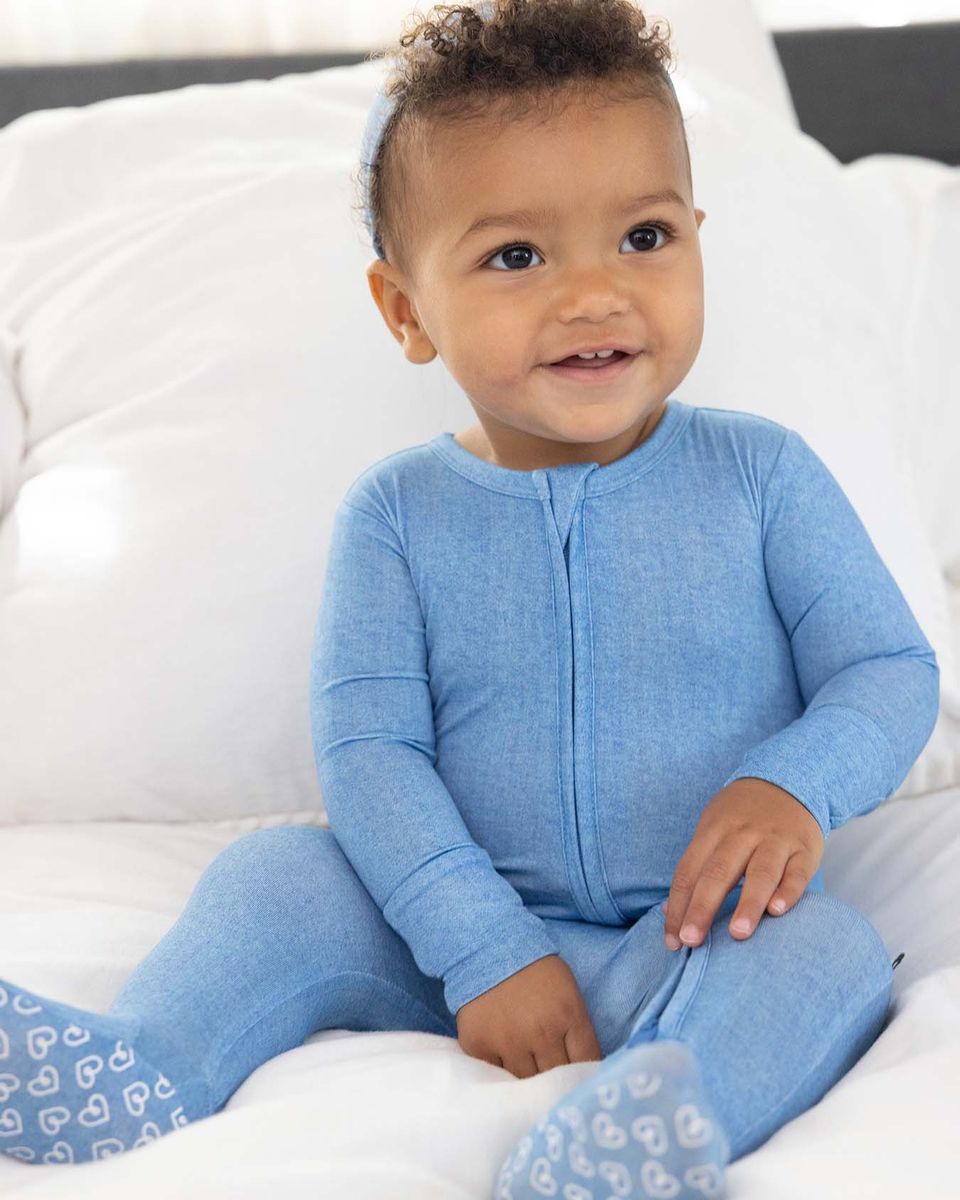 Lev Baby Zippered Footie / Denim
