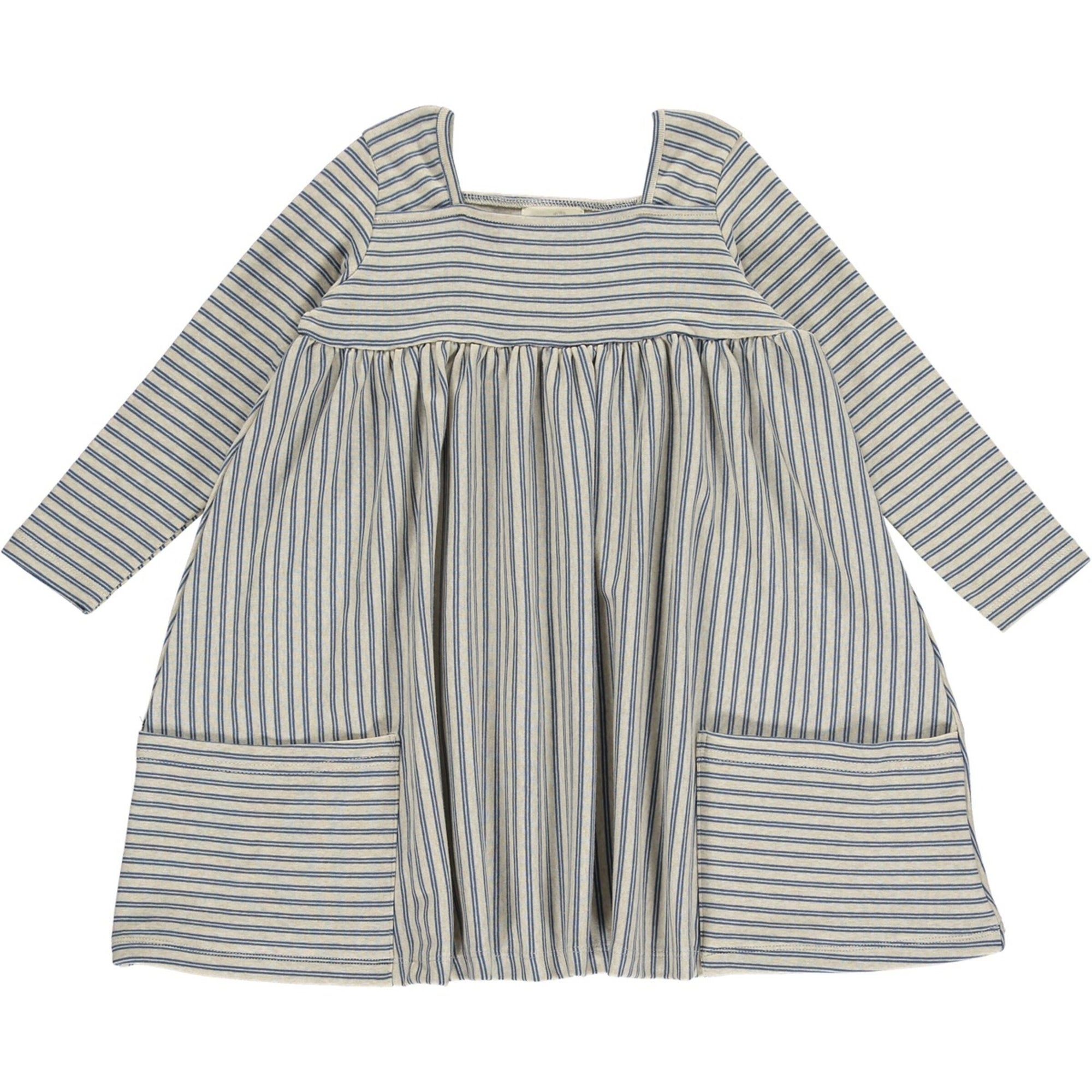 Vignette Rylie Long Sleeve Dress / Blue & Cream Stripe