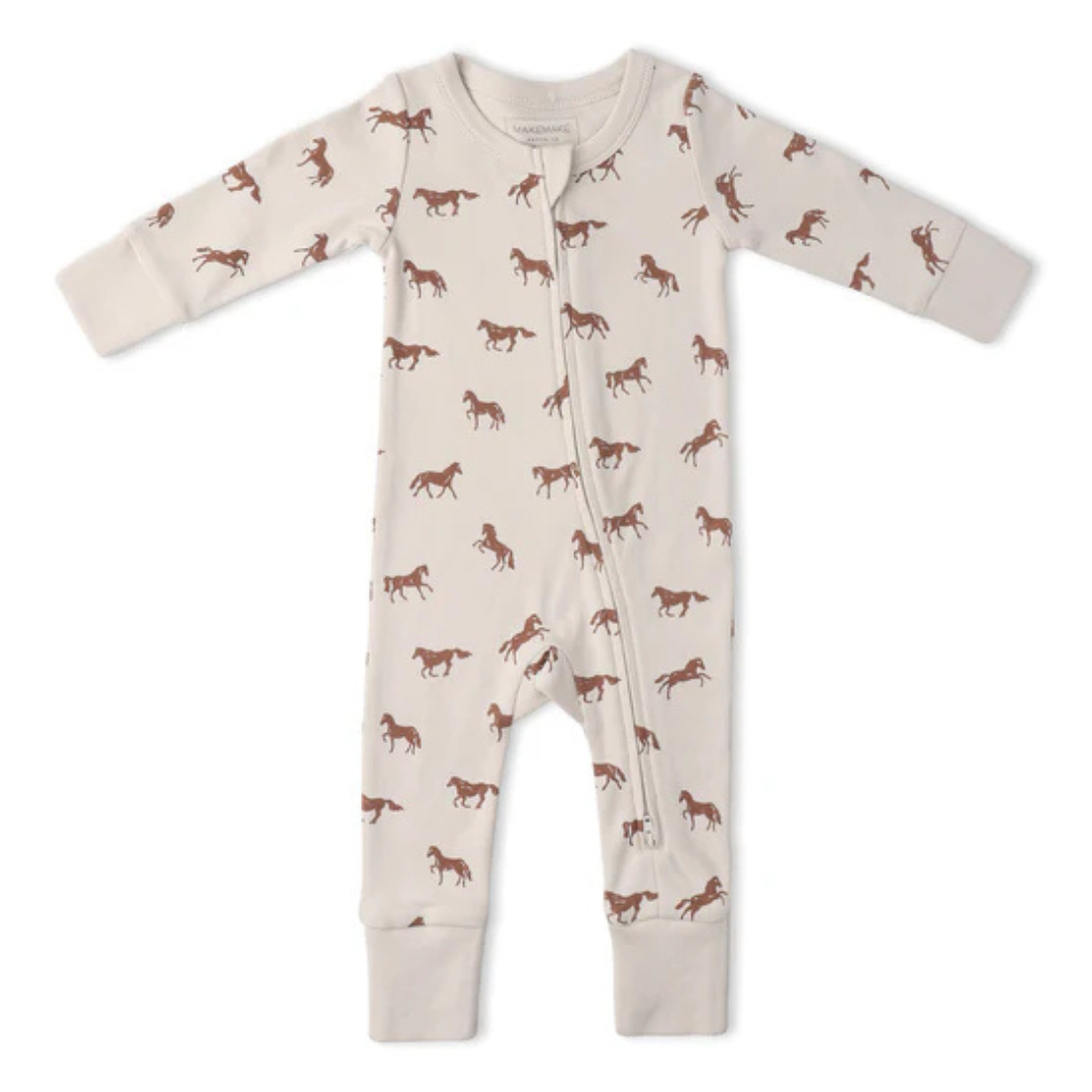 Organic 2-Way Zip Romper / Horses
