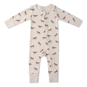 Organic 2-Way Zip Romper / Horses