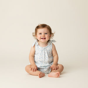 Organic Tie-Shoulder Bubble Romper / Ivy Floral