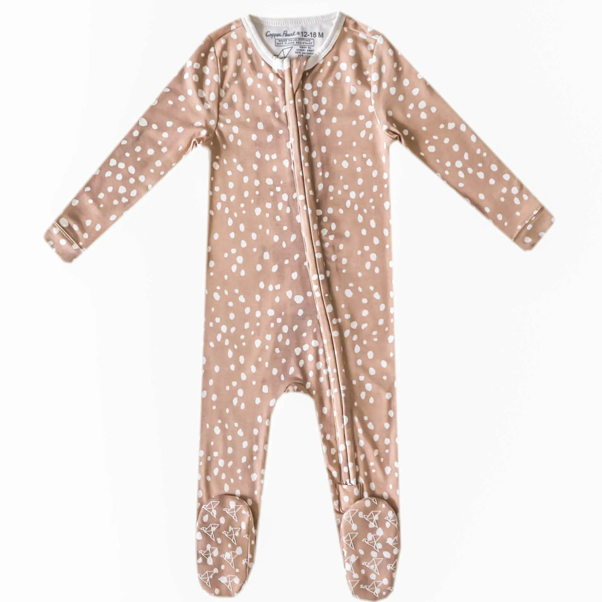 Copper Pearl Zip-Up Footie / Fawn