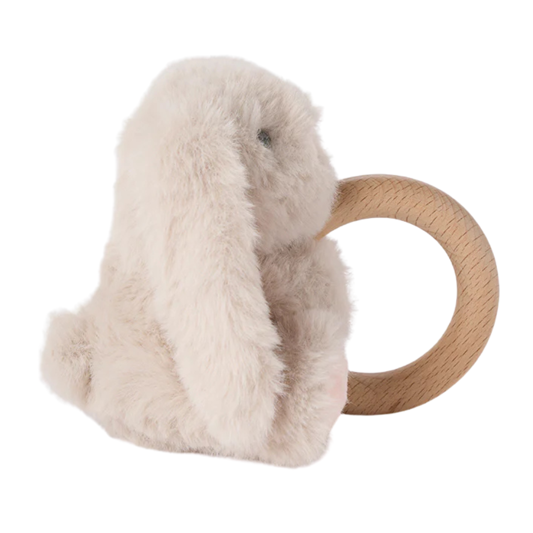 Elegant Baby Ring Rattle Plush / Taupe Bunny