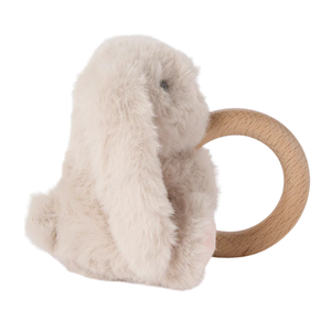 Elegant Baby Ring Rattle Plush / Taupe Bunny