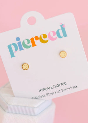 Pierced Tiny Yellow Smiley Earrings