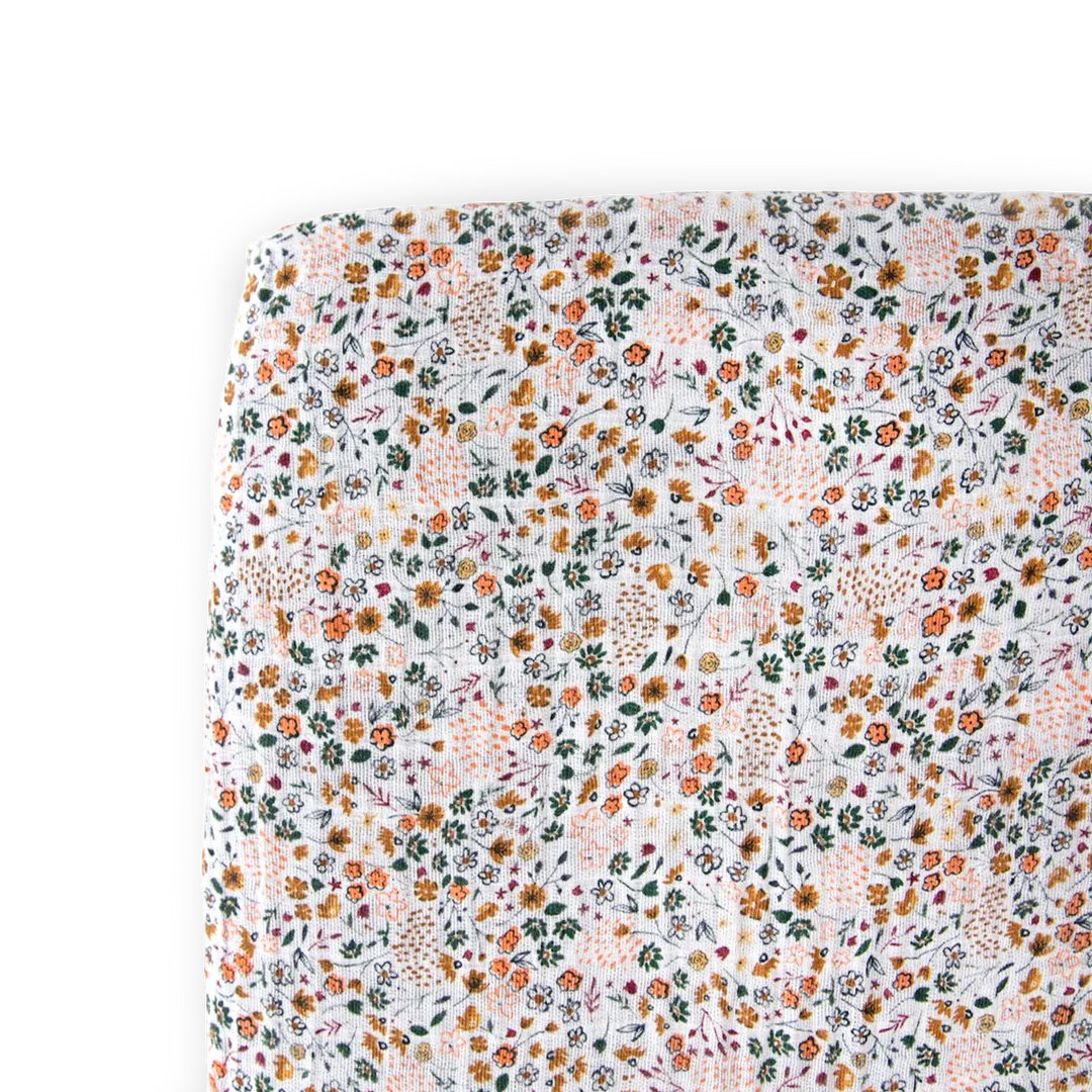 Little Unicorn Cotton Muslin Crib Sheet / Pressed Petals
