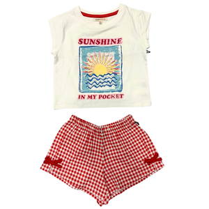 Sunshine In My Pocket Tee + Gingham Shorts Set