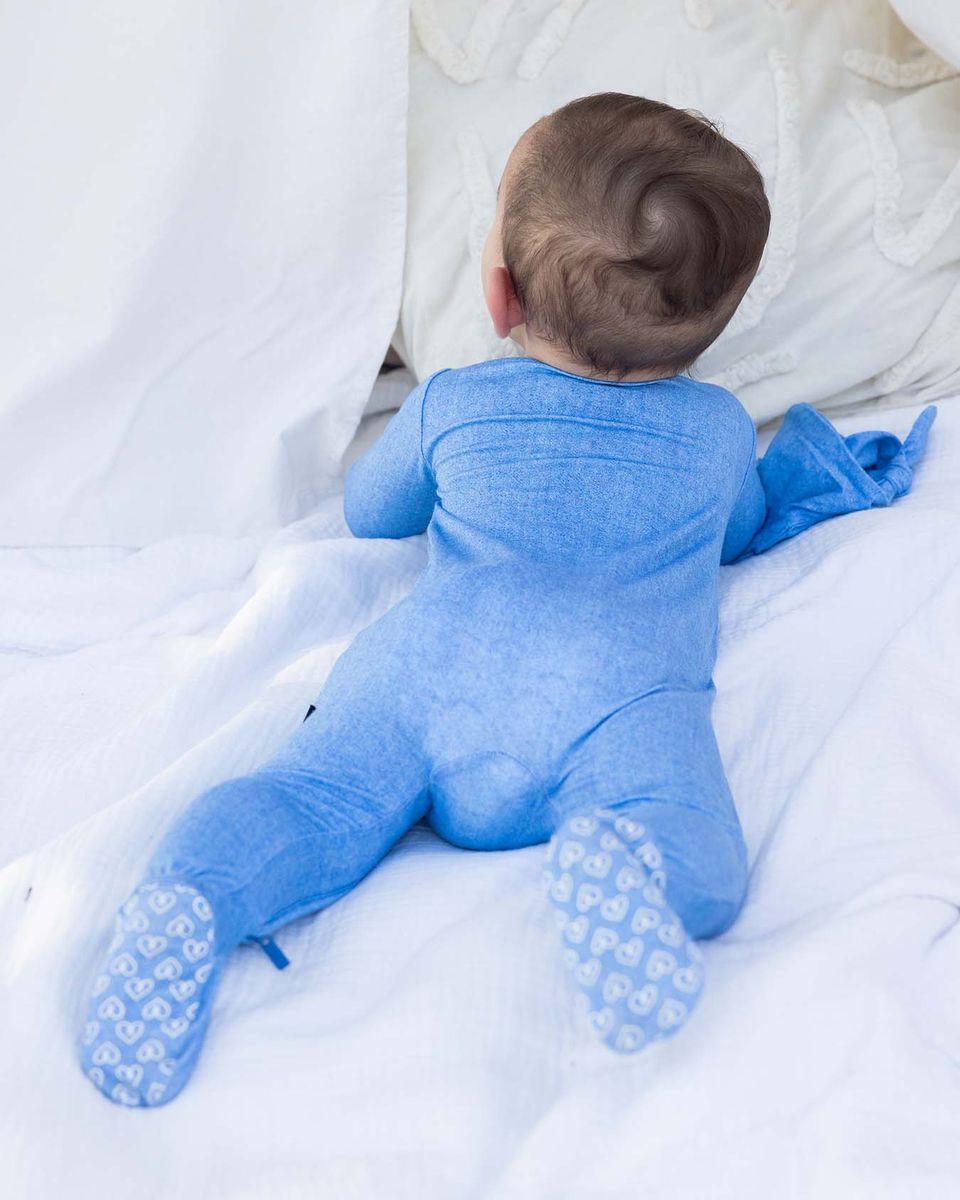 Lev Baby Zippered Footie / Denim