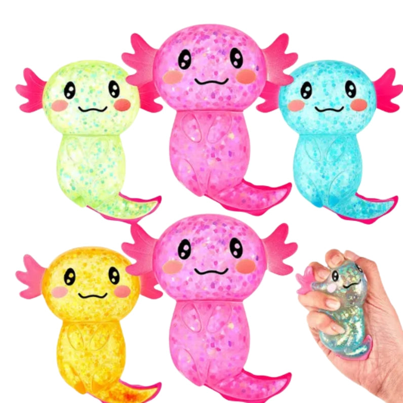 Cute Axolotl Glitter Squishy Toy