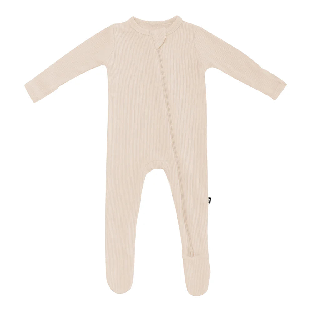 Kyte Baby Ribbed Zippered Footie / Bisque