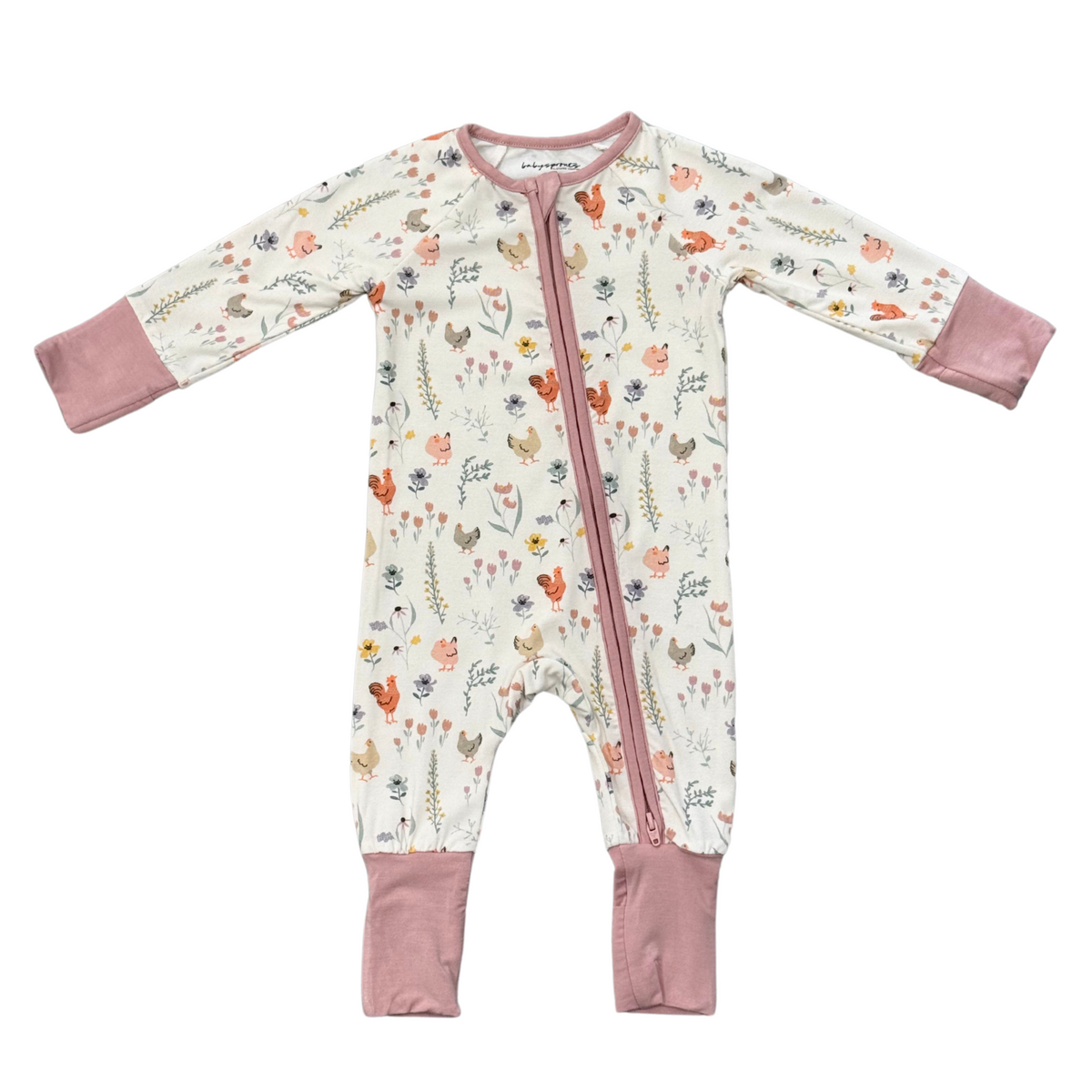 Babysprouts Zip Romper / Floral Chicken
