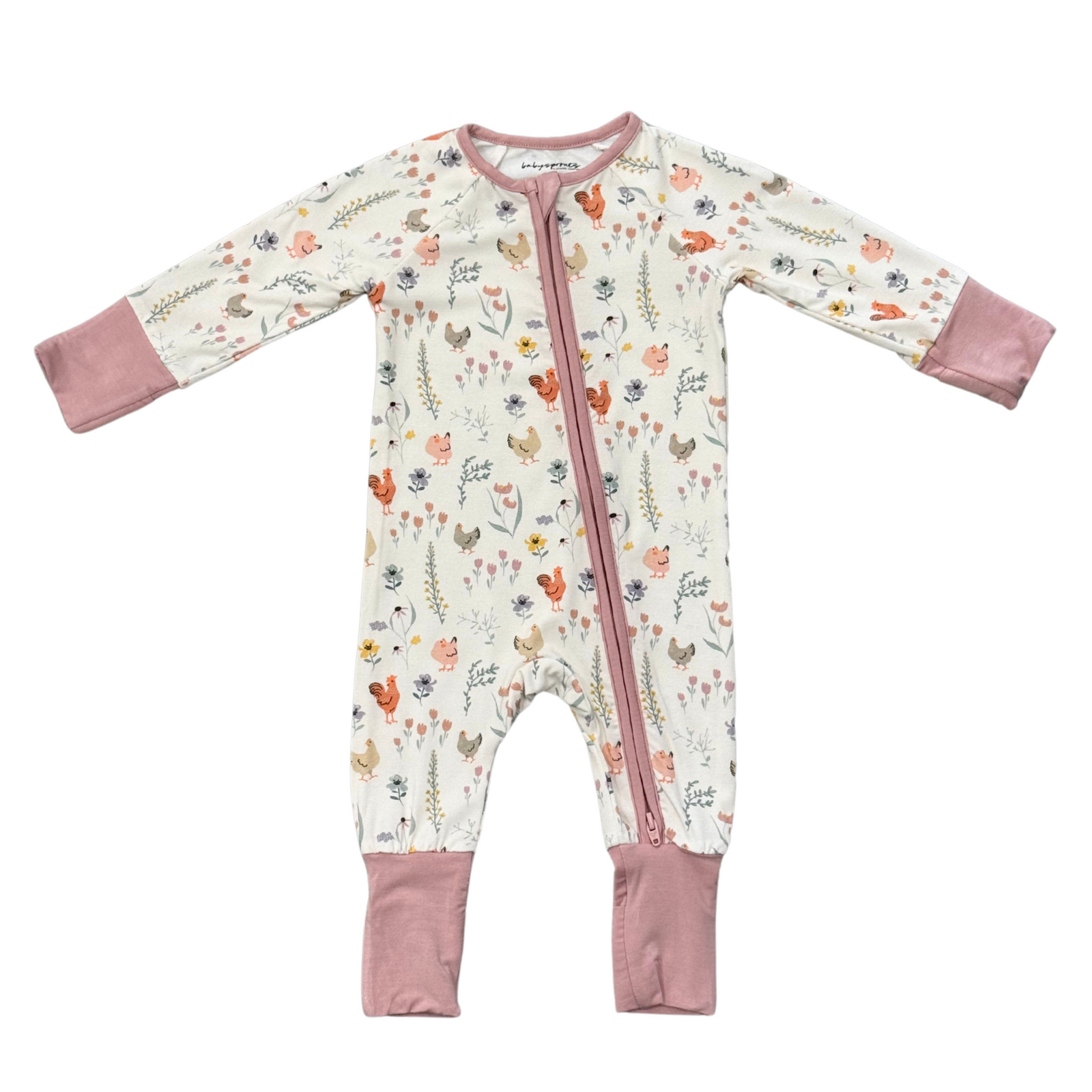 Babysprouts Zip Romper / Floral Chicken