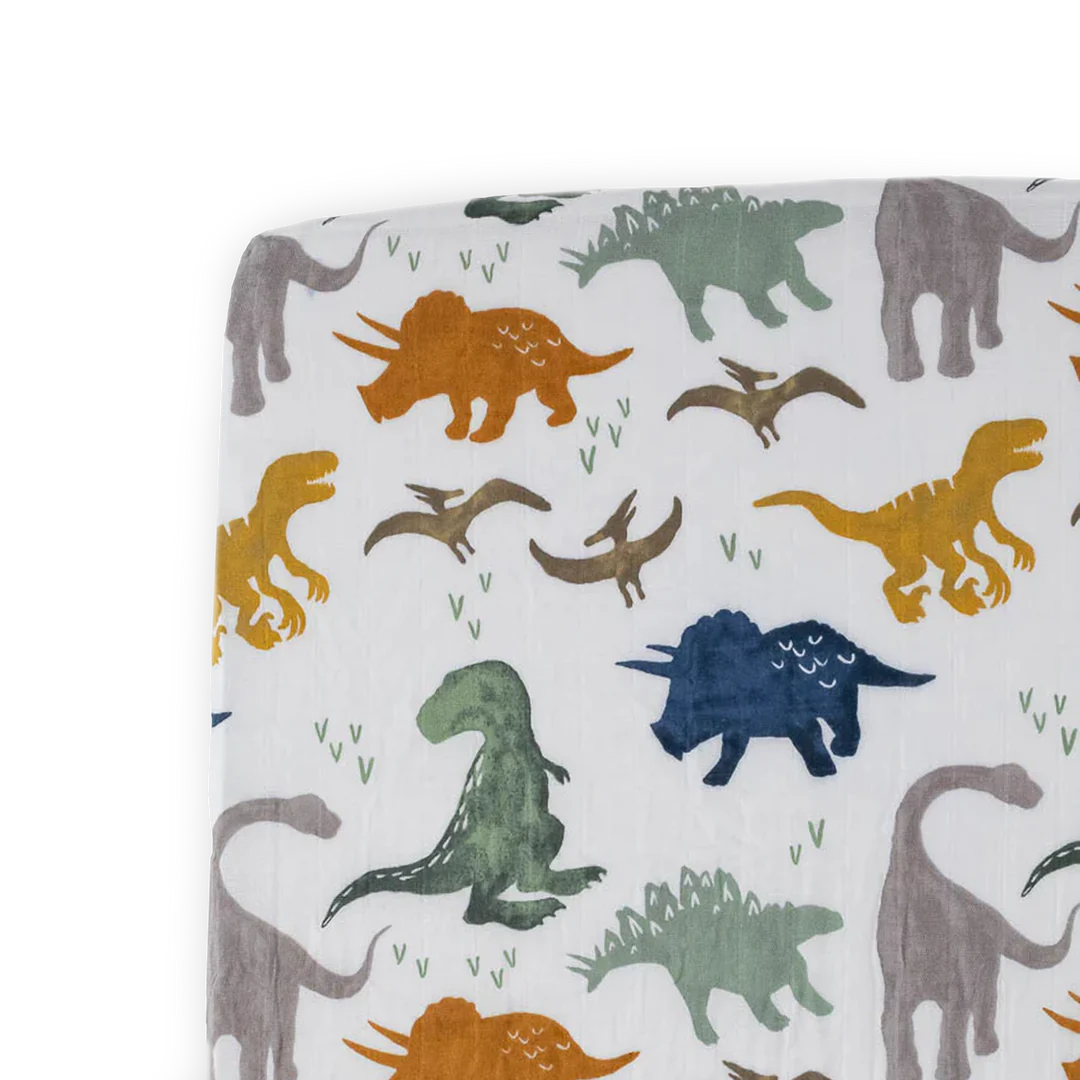 Little Unicorn Cotton Muslin Crib Sheet / Dino Friends