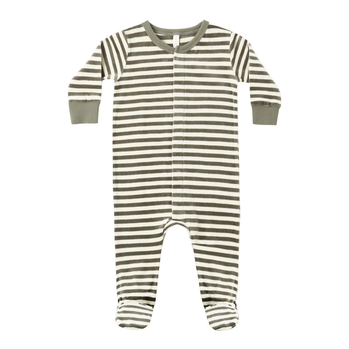 Quincy Mae Hidden Snap Footie / Spruce Stripe