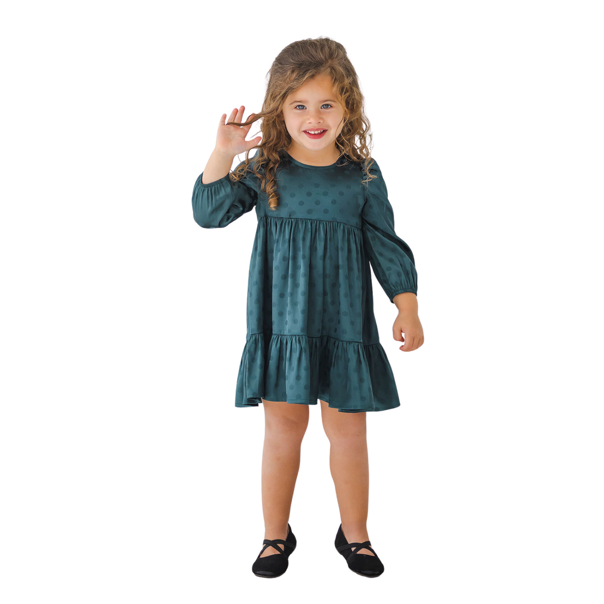 Isobella & Chloe Holiday Sage Long Sleeve Charmeuse Dress - Suite Child