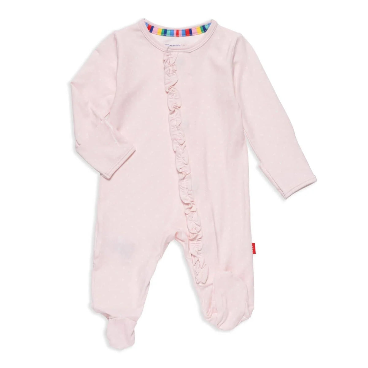 Magnetic Me Modal Magnetic Ruffle Footie / Pin Dot Pink