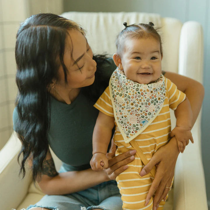 Cotton Muslin Bandana Bib 4 Pack / Pressed Petals