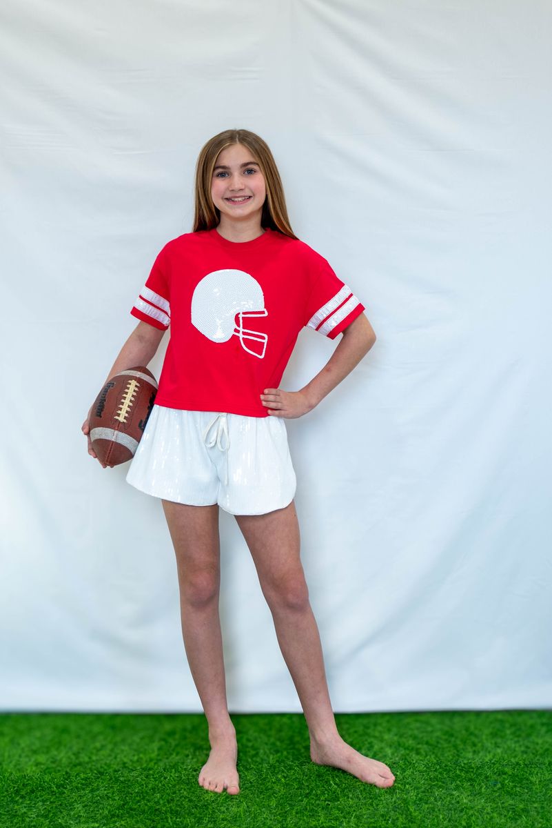 Red Sequin Helmet Top