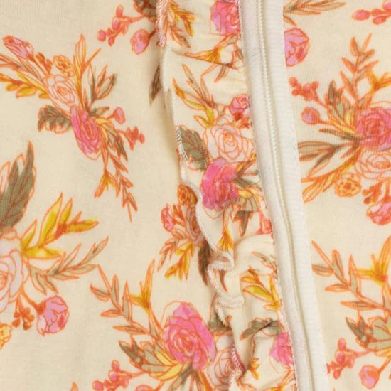 Milkbarn Organic Ruffle Zipper Footed Romper / Vintage Floral