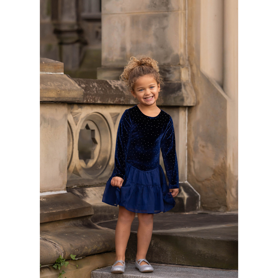 Mabel + Honey Navy Velvet Dreams Dress