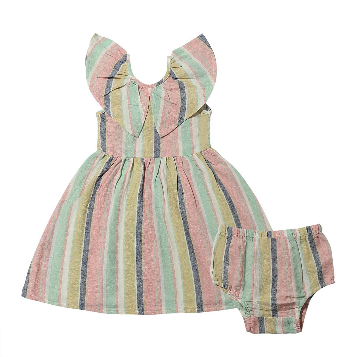 Harper Dress / Aqua & Pink Stripes