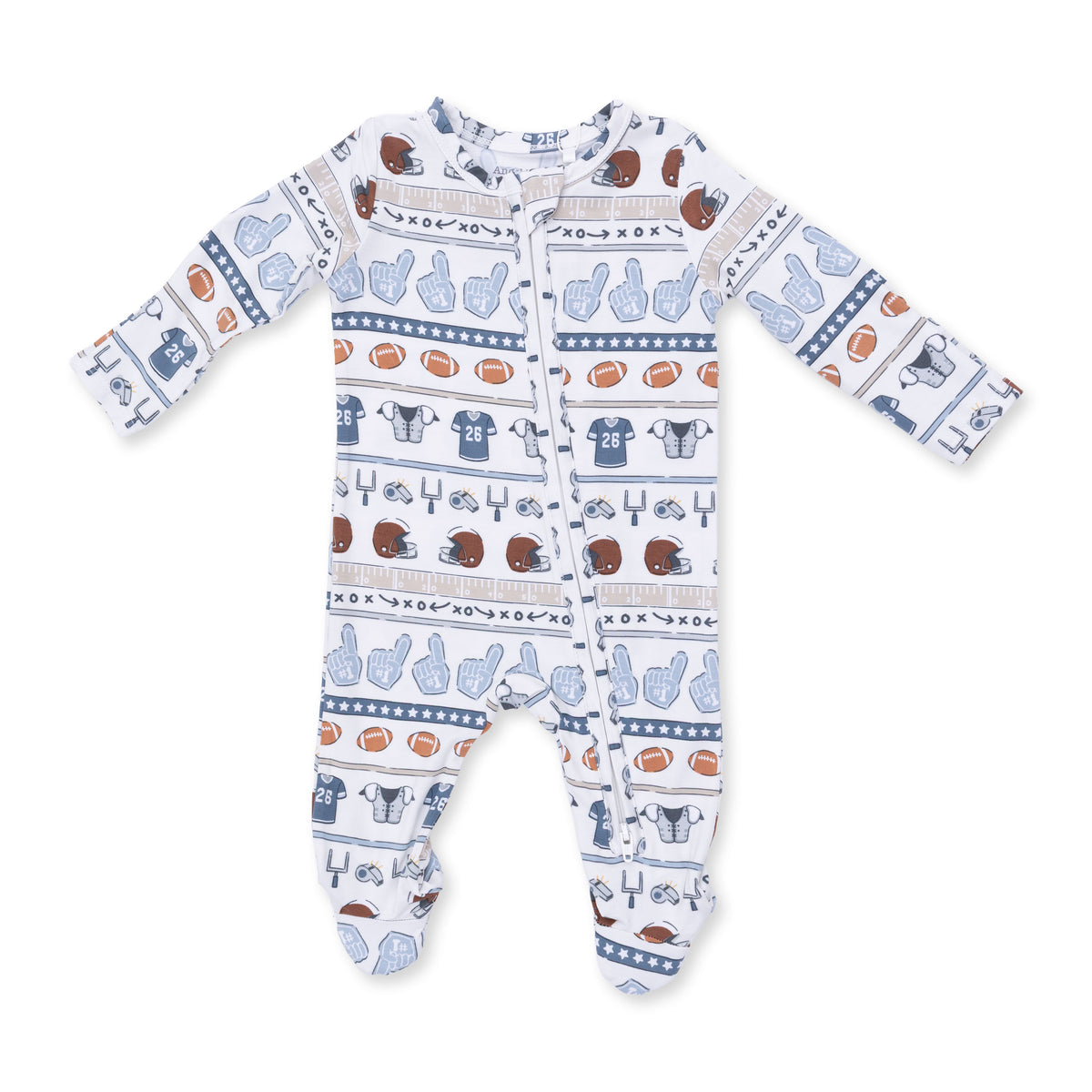 Football Stripe 2 Way Zipper Footie