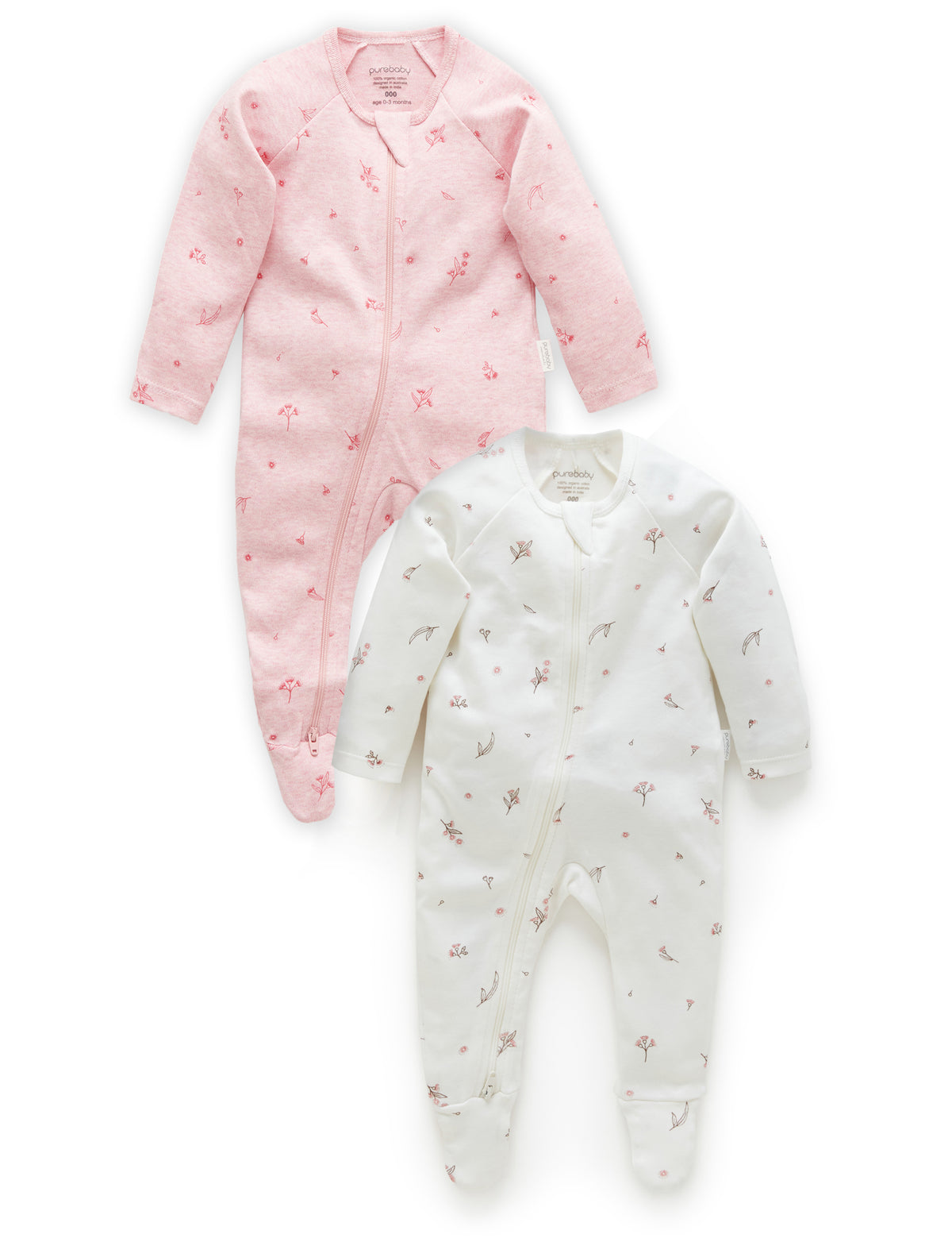 Purebaby Baby Girl Zip Growsuit Footie