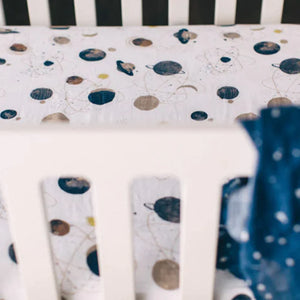Little Unicorn Cotton Muslin Crib Sheet / Planetary