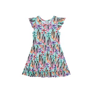 Posh Peanut Cap Sleeve Ruffled Twirl Dress / Irina