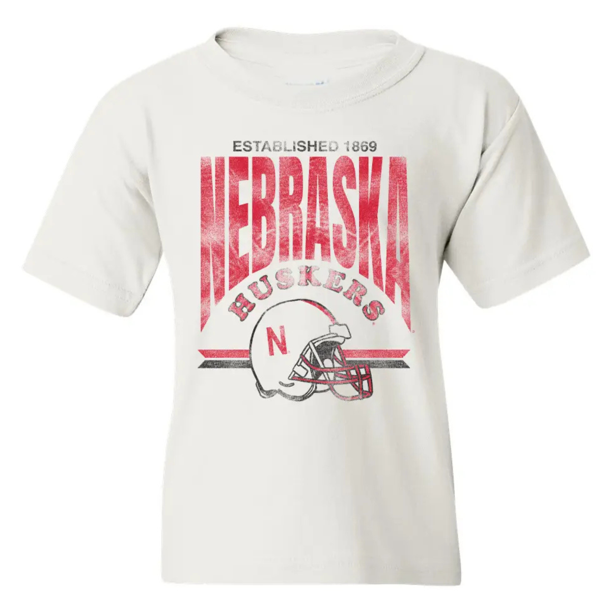 Nebraska Huskers Established Helmet Cream Tee