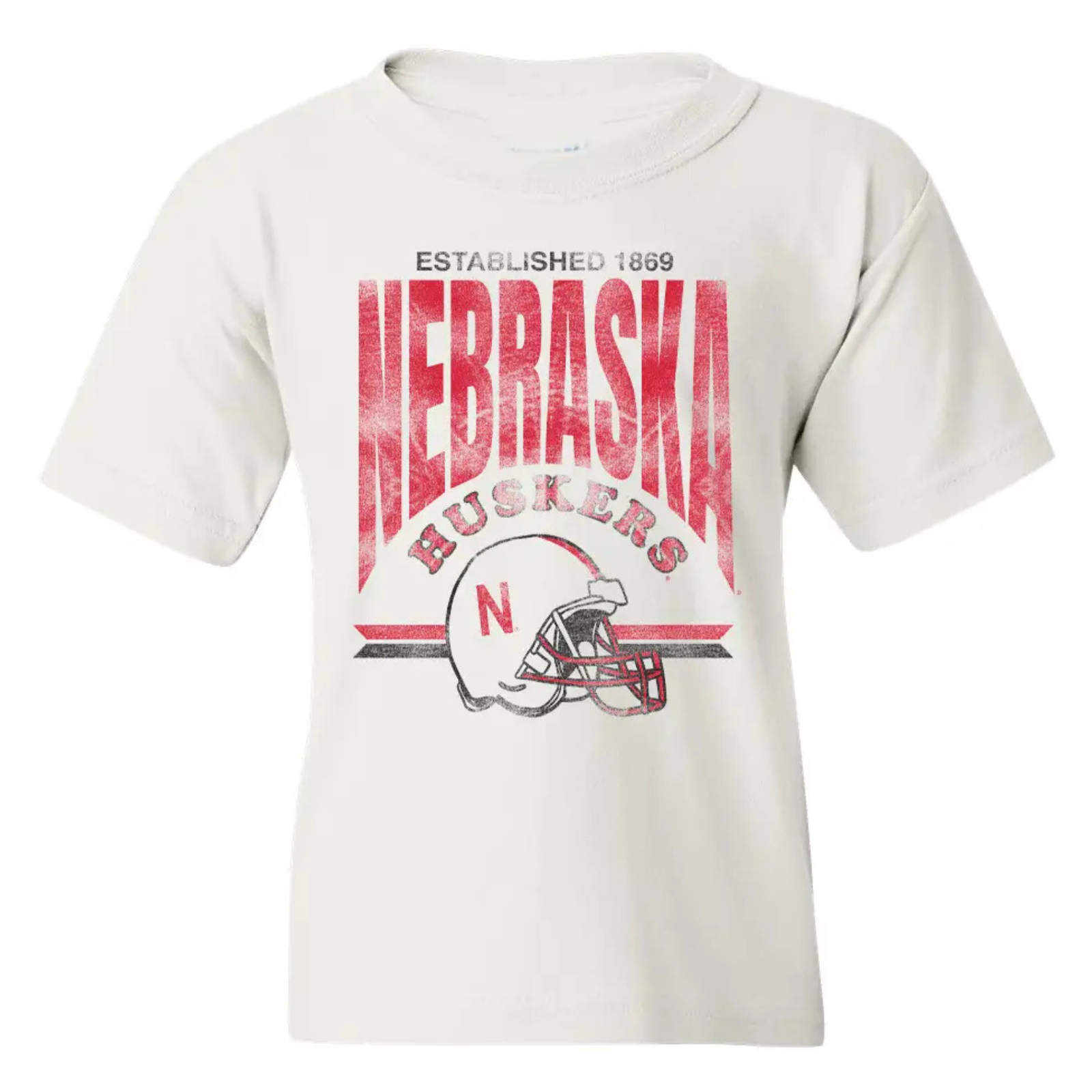 Nebraska Huskers Established Helmet Cream Tee