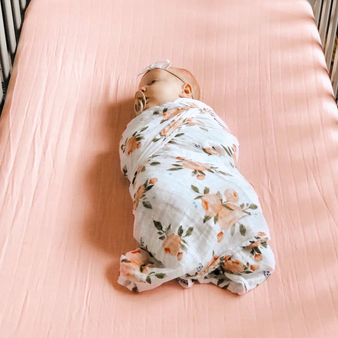 Little Unicorn Cotton Muslin Crib Sheet / Rose Petal