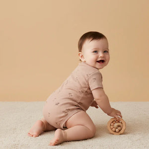 Organic Short-Sleeve Bubble Romper / Island Palm