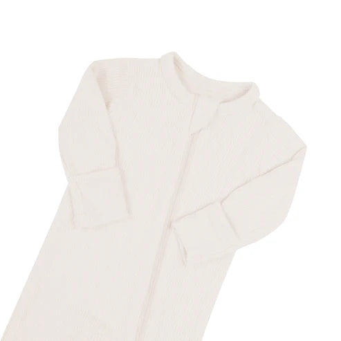 Kyte Baby Ribbed Zippered Footie / Oat