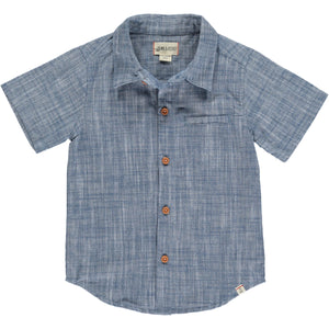 Newport Woven Button Up Shirt / Blue Heathered