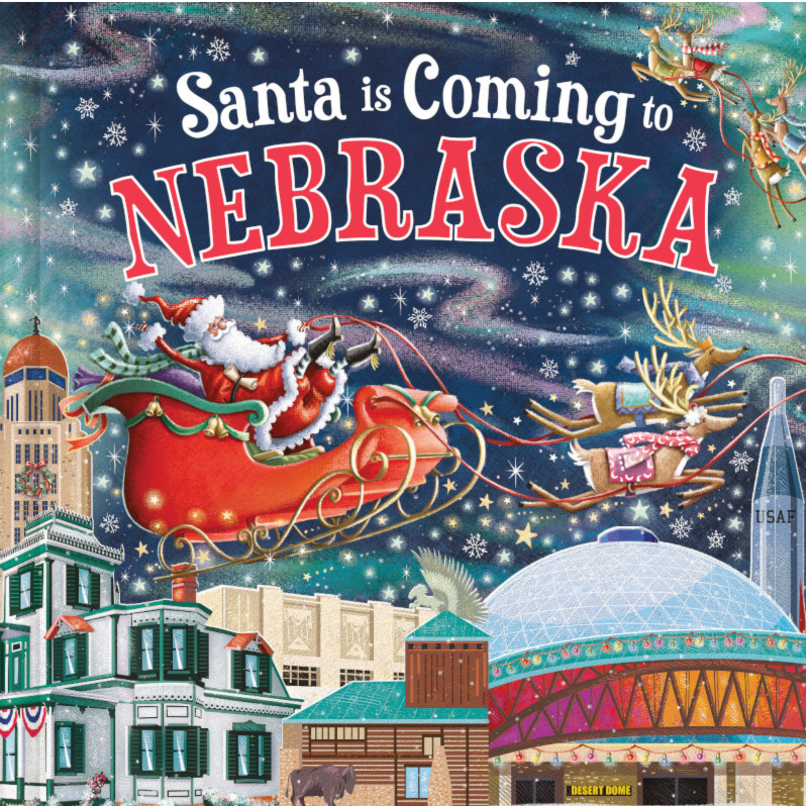 Santa is Coming to Nebraska Hardcover Book