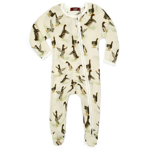 Milkbarn Organic Cotton Zipper Footed Romper / Duck