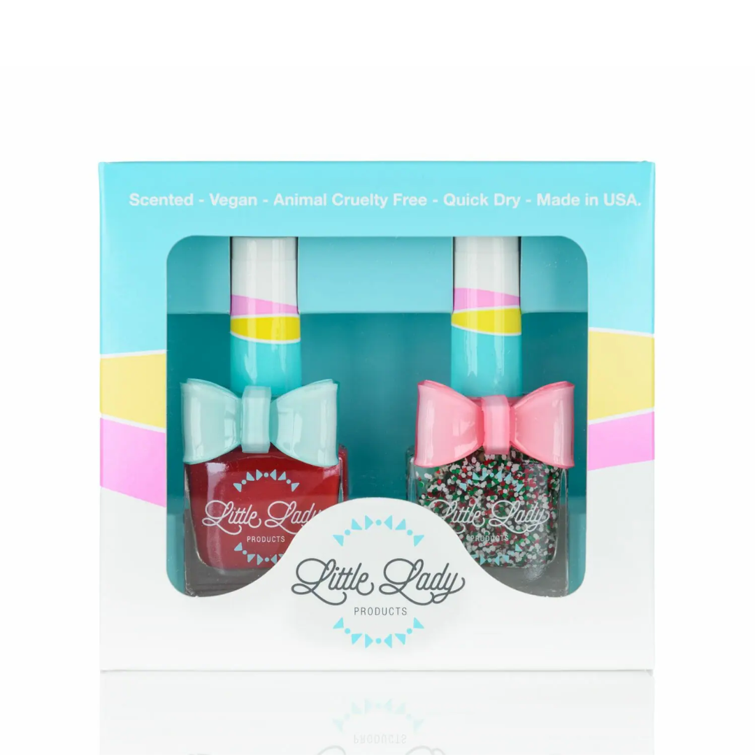 Little Lady Nail Polish / Holiday Duo - So Very Strawberry + Peppermint Sprinkles