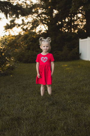 Leopard Heart Pocket Twirl Dress