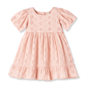 Eleanor Pink Eyelet Puff Sleeve Dress