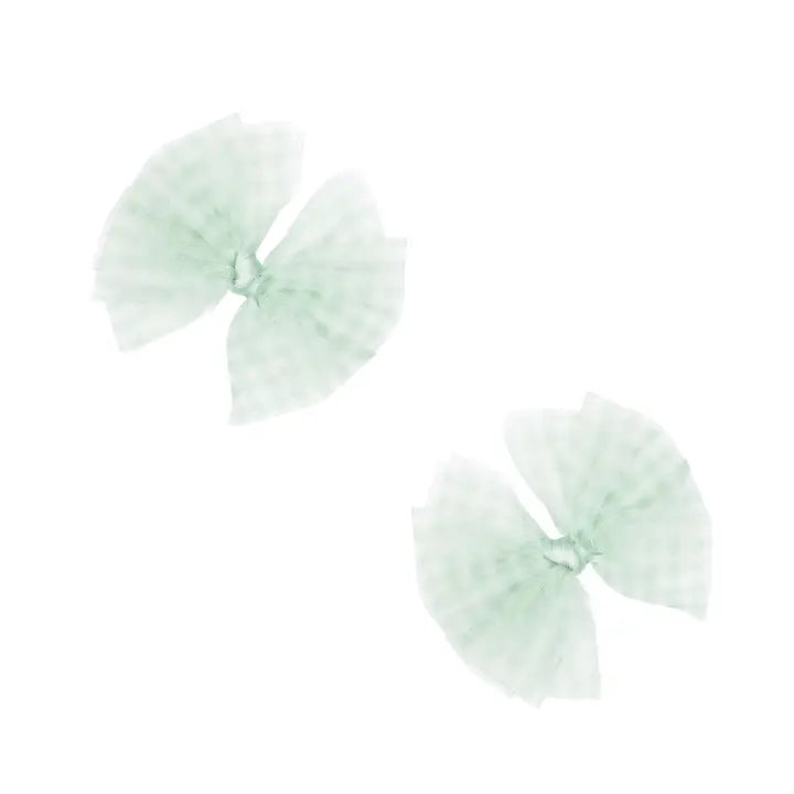 Baby FAB Tulle Clips Set / Gingham Basil