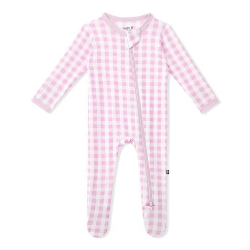 Kyte Baby Zippered Footie / Gingham Thistle