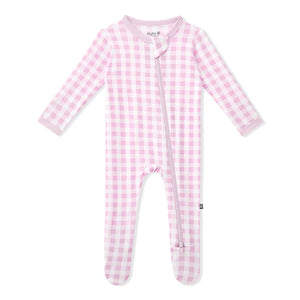 Kyte Baby Zippered Footie / Gingham Thistle