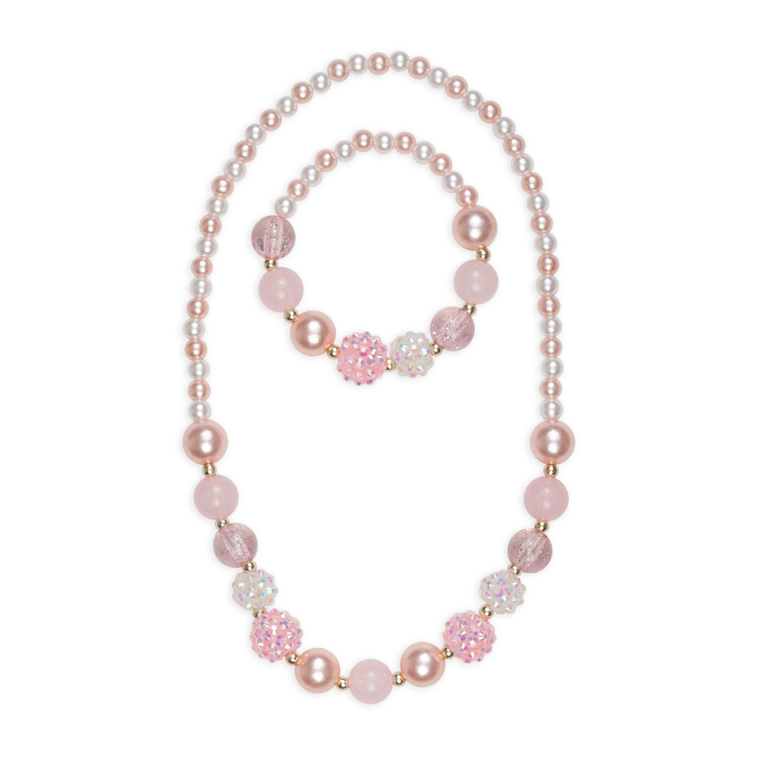 Pinky Pearl Necklace & Bracelet Set