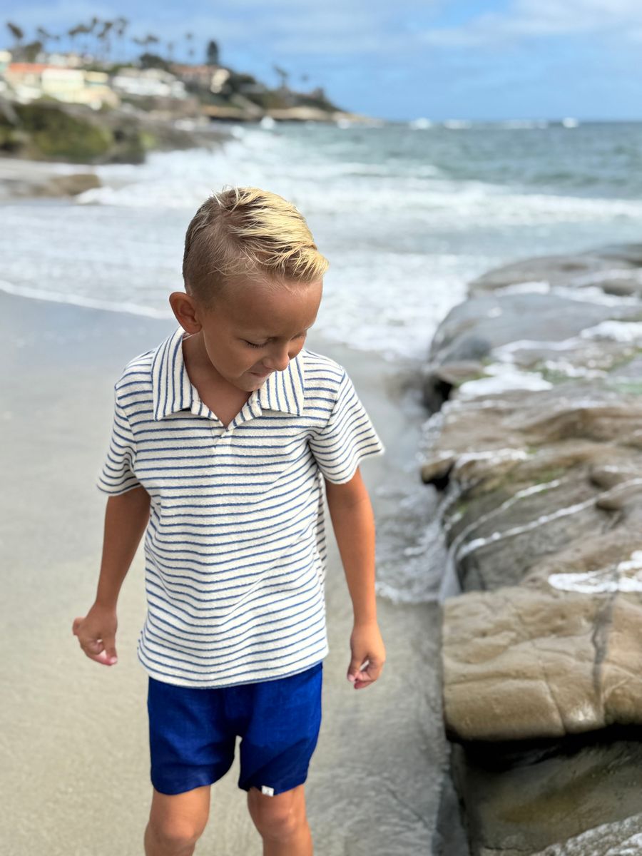 Me & Henry Terry Polo / Chambray Stripe
